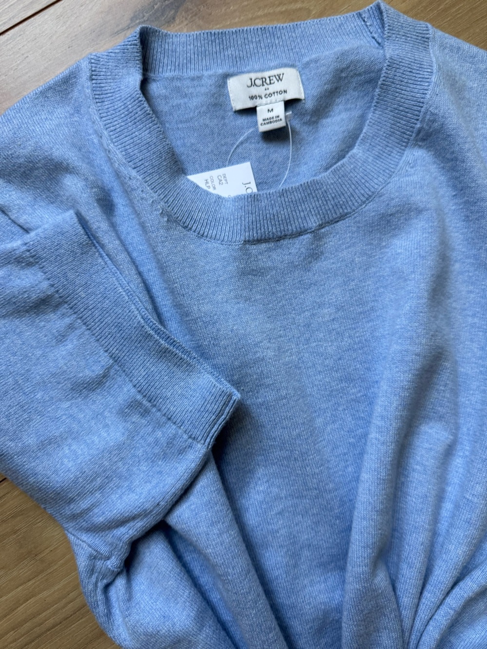 J. Crew Women Pale Blue Cotton Crewneck Sweater. NWT